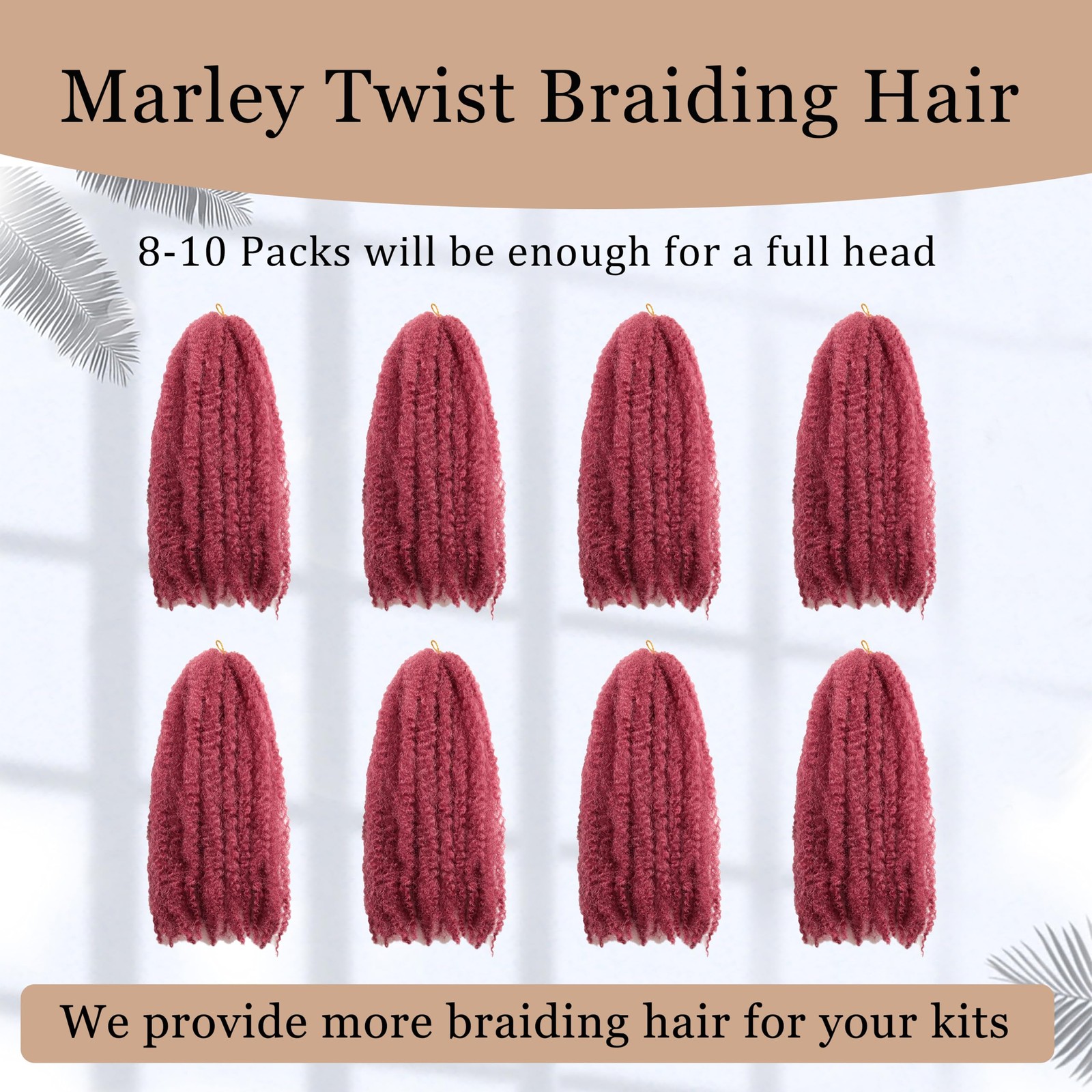 TUVOJALE Marley Twist Braiding Hair 14 inch Afro Kinky Curly Crochet Braids 8 Pa