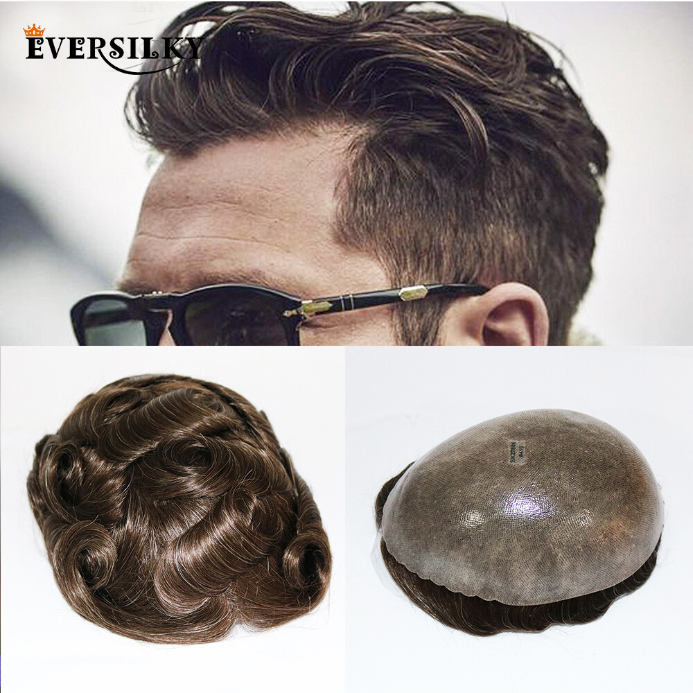 Natural Hair Thin Skin Human Hair Men Toupee Hair System Man Hair Prosthesis Wig
