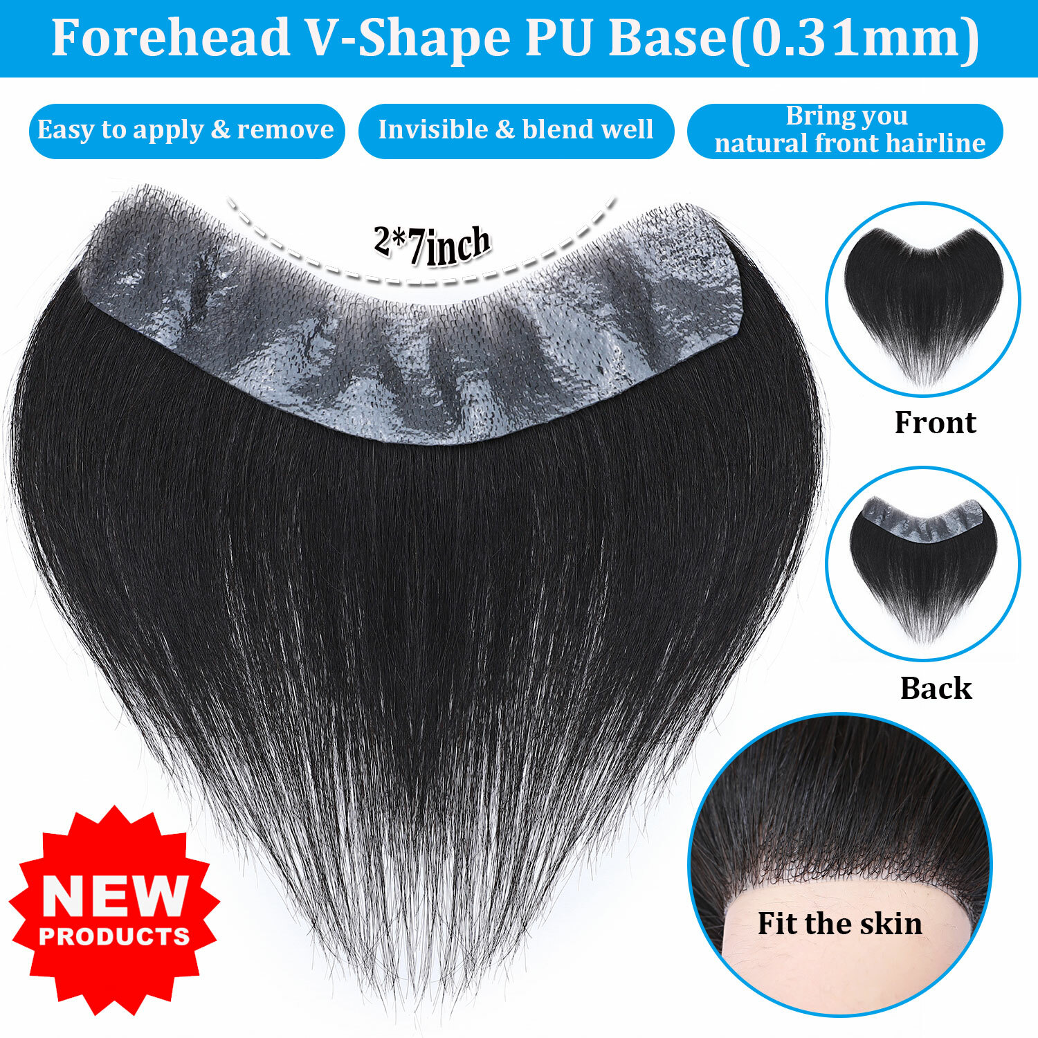 Mono PU Thin Skin Toupee Remy 100% Human Hair Hairpiece Wig Replacement System H