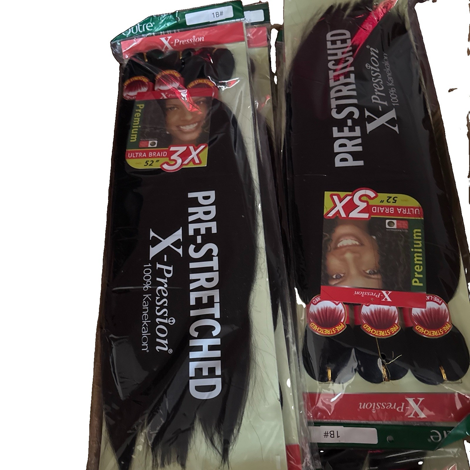 3X-pre-Stretched Women’s Hair Braid Extension 1B 100% Kanekalon 52 ‘’ Black.