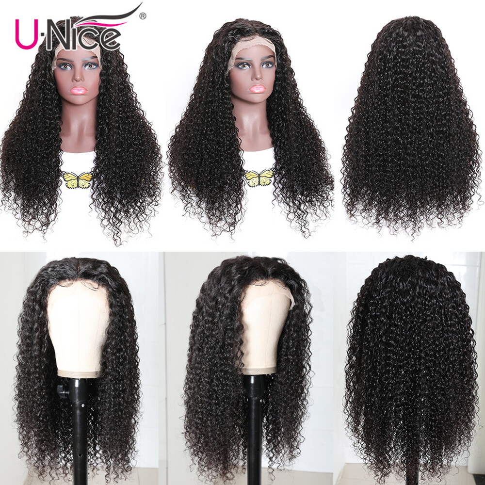 UNice Indian Curly 13×4 Lace Front Human Hair Wigs for Black Women Glueless Full