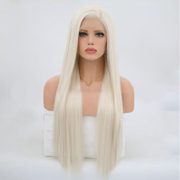Platinum Blonde Lace Front Wigs for Women Long Straight Hair Heat Resistant Wigs