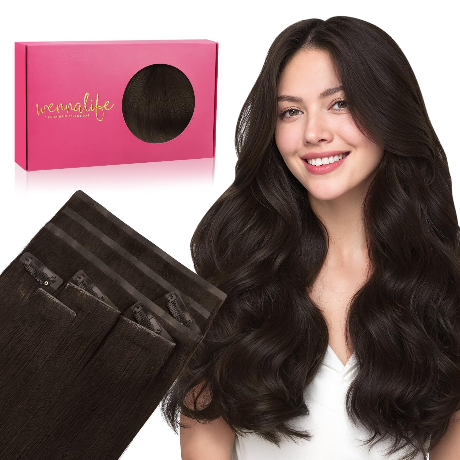 Wennalife Invisi Seamless Clip In Hair Extensions Real Human Hair 16 Inch 130