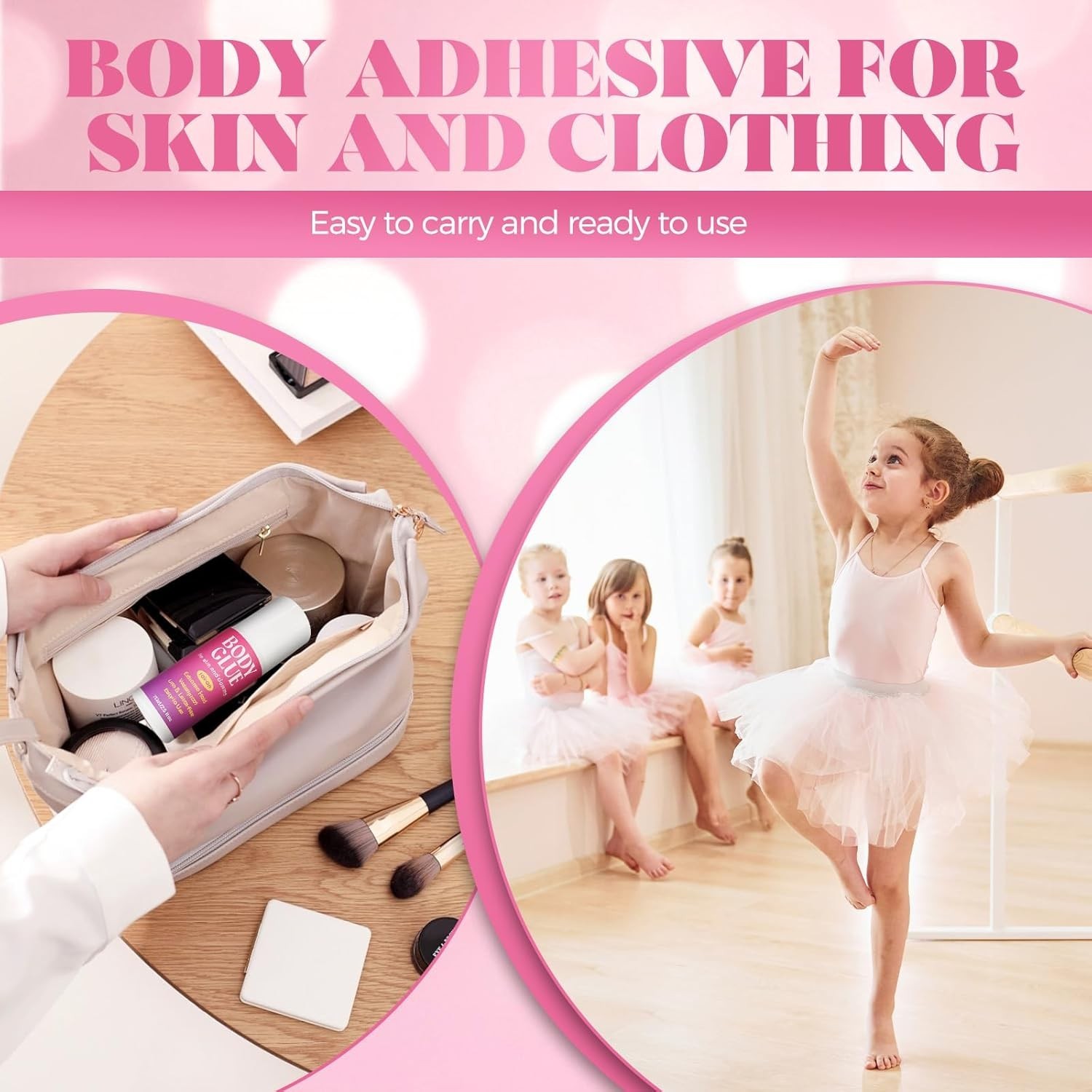 Body Glue for Clothes & Skin 2.54 Oz, Body Adhesive Roll-On, Sweat Resistant,…
