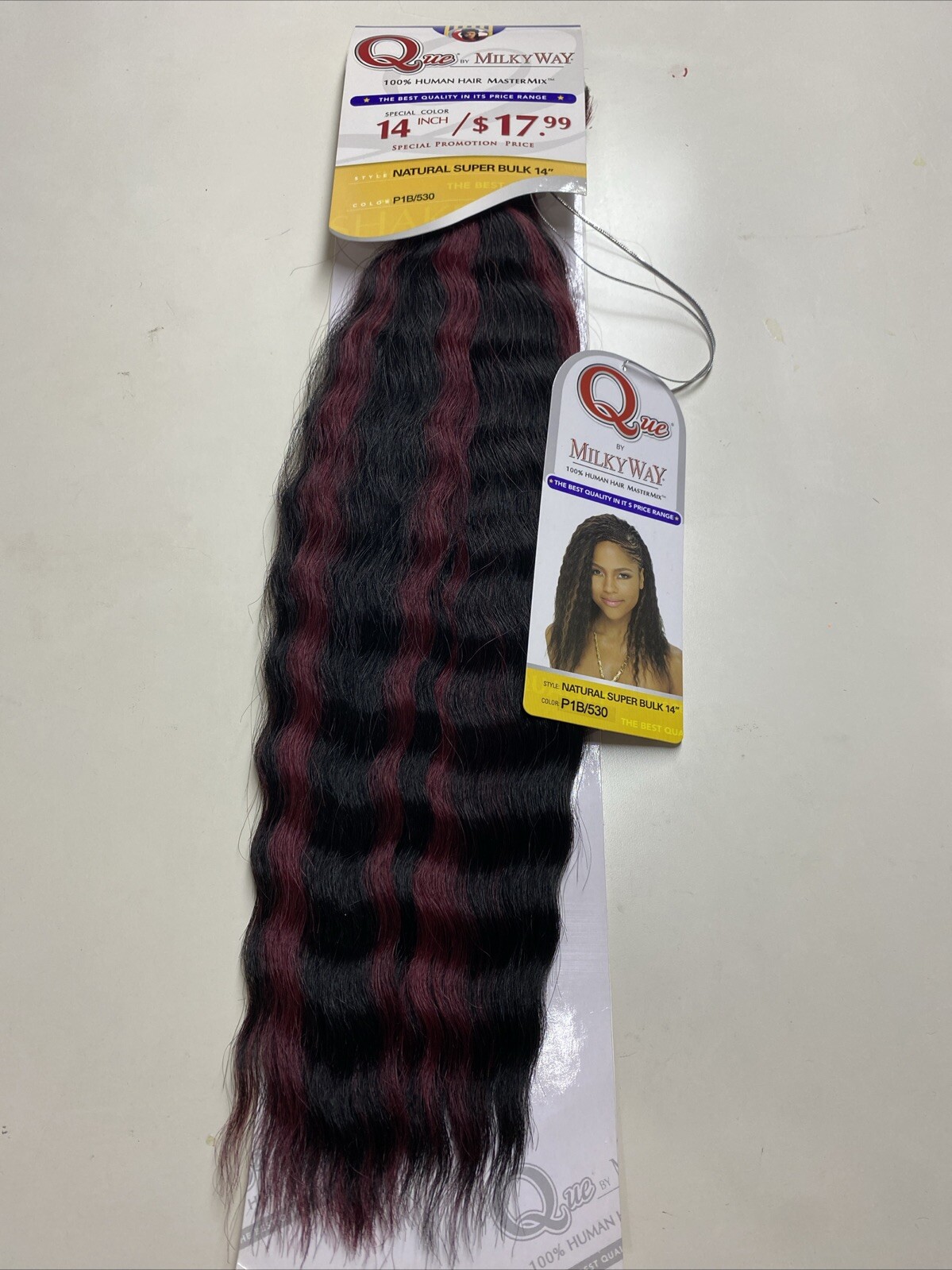 MILKY_WAY QUE HUMAN HAIR_MASTER MIX_SUPER_BULK_14″_#P1B/530