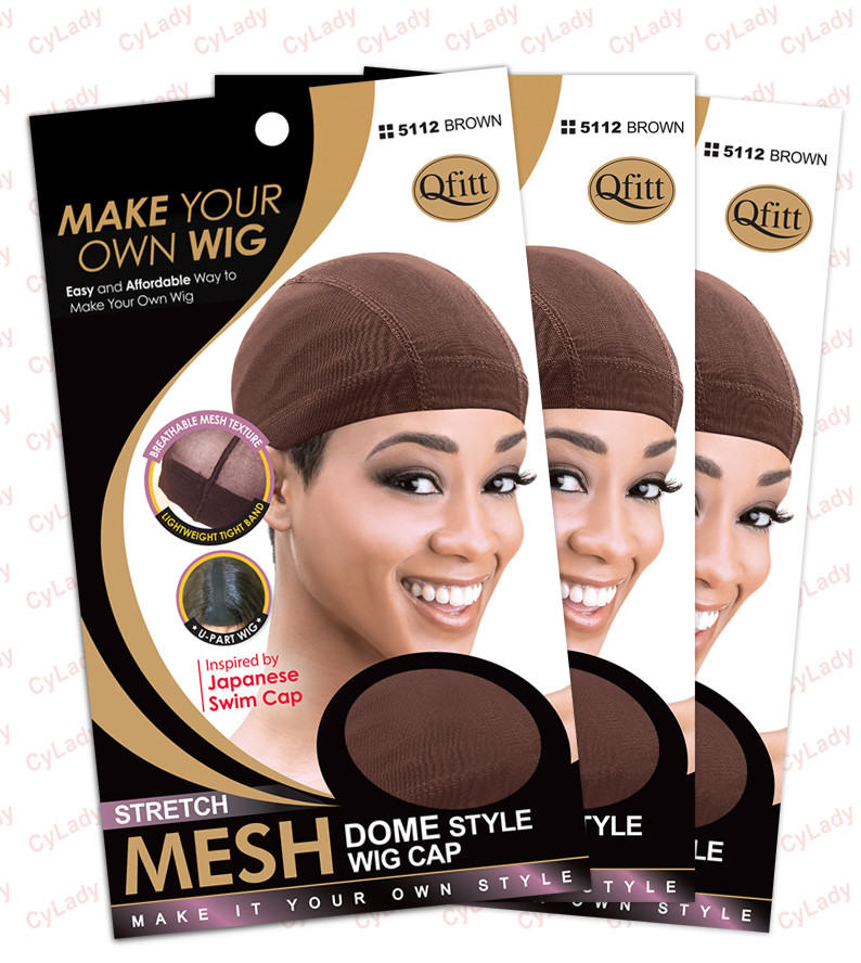 QFITT MESH DOME STYLE WIG CAP(3PCS) Black,Brown,Auburn,Beige Colors