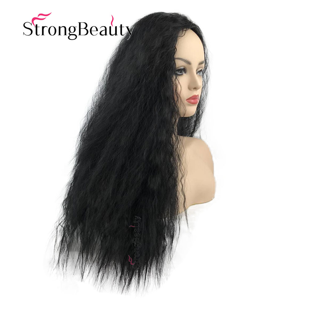 Synthetic Wig Kinky Curly Straight Hair Yaki Afro Fluffy Wigs For Black Women
