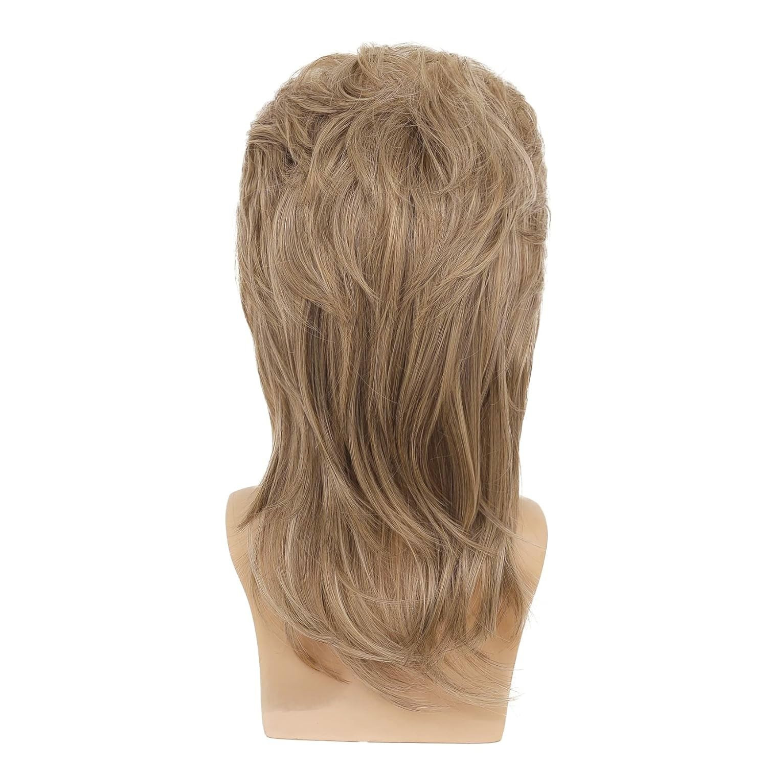 Swiking Mens Mullet Wig Light Brown Retro 70S 80S Disco Rocker Curly Punk Fancy