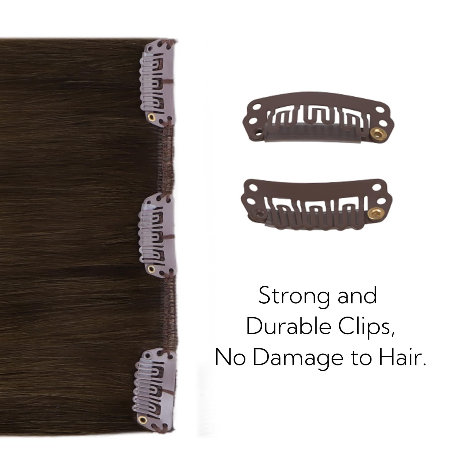 HOTBANANA 18″ 70g Clip-in Real Human Hair Extensions Chocolate Brown Balayage