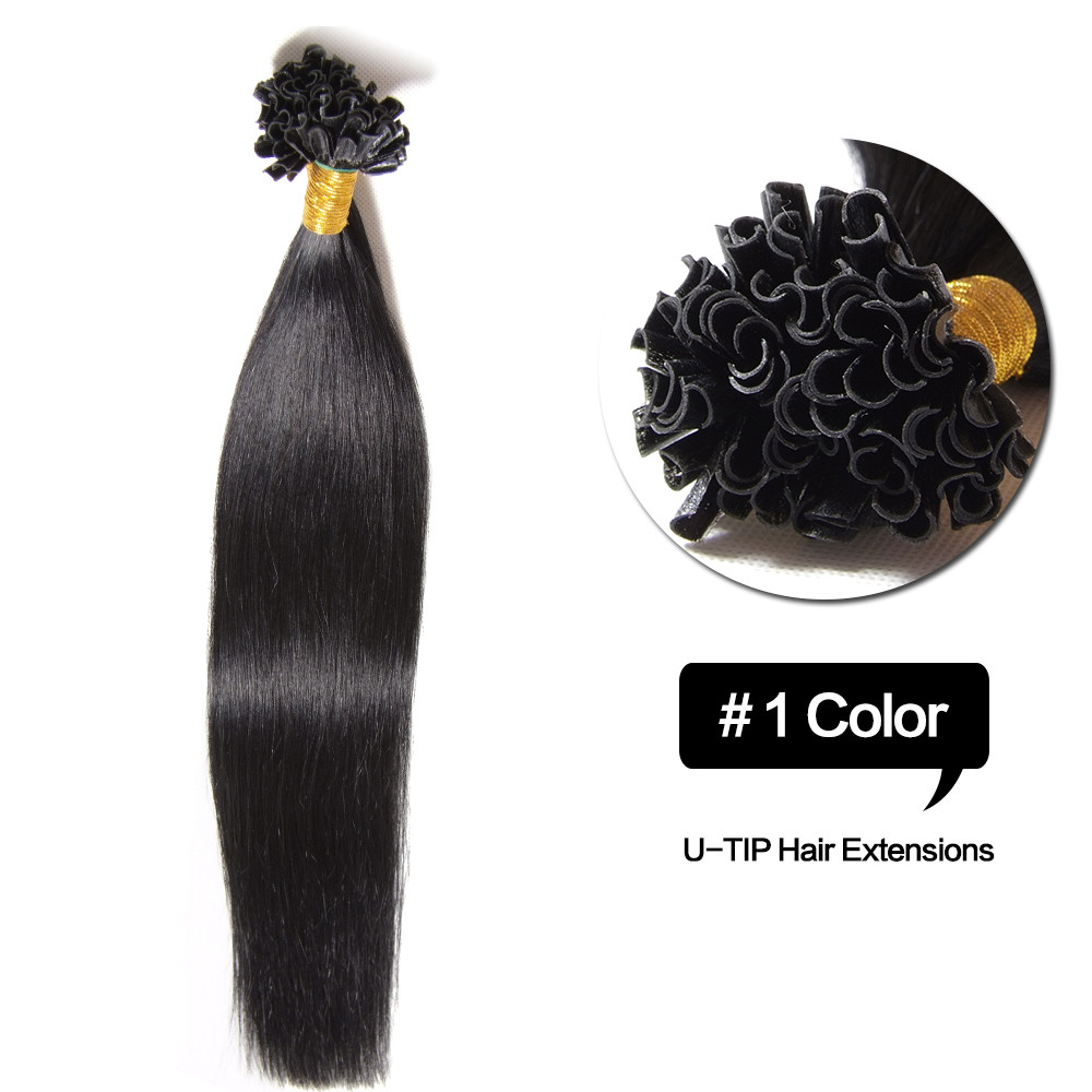 8A 16″ 18″ 20″ 22″ 24″ 26″ Keratin Fusion U Nail Tip Remy Human Hair Extensions