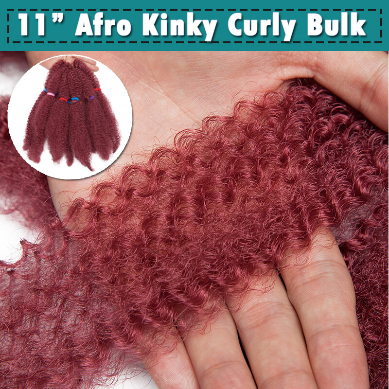 Afro Kinky Bulk Hair Extensions Braiding Bundle Twist Curly Braids 11 inch Short