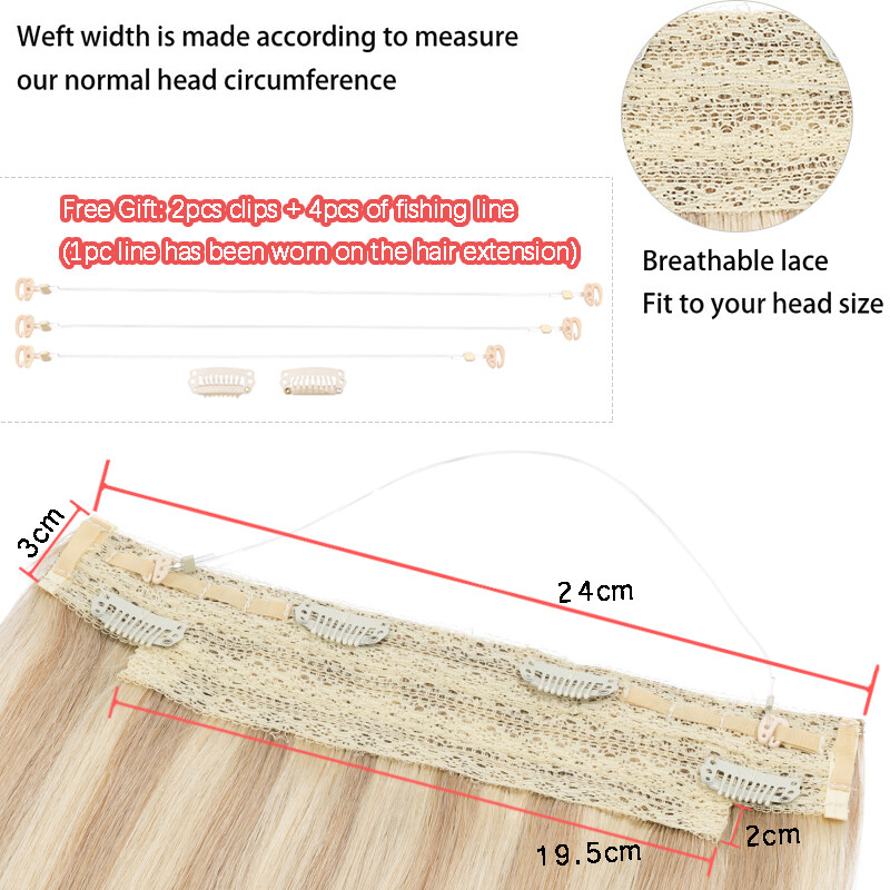 Invisible One Piece Headband Wire Clip In Human Remy Hair Extensions Secret Ring