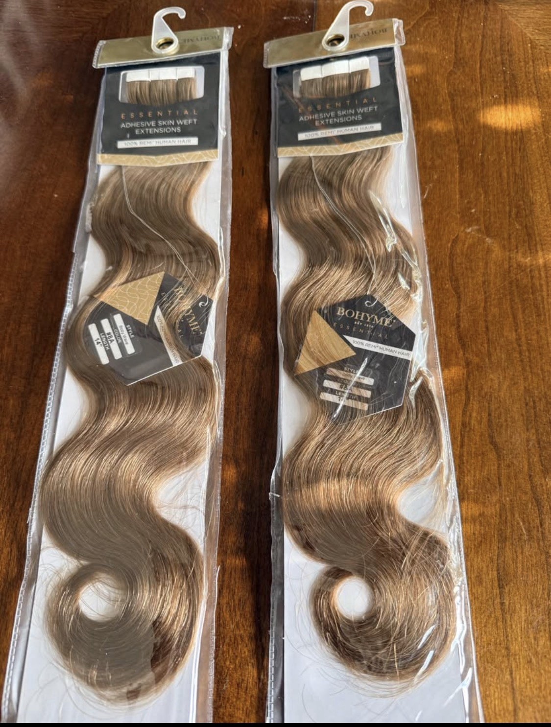 Bohyme Adhesive Skin Weft Tape Extensions 14in #8A Light Ash Brown 2packages