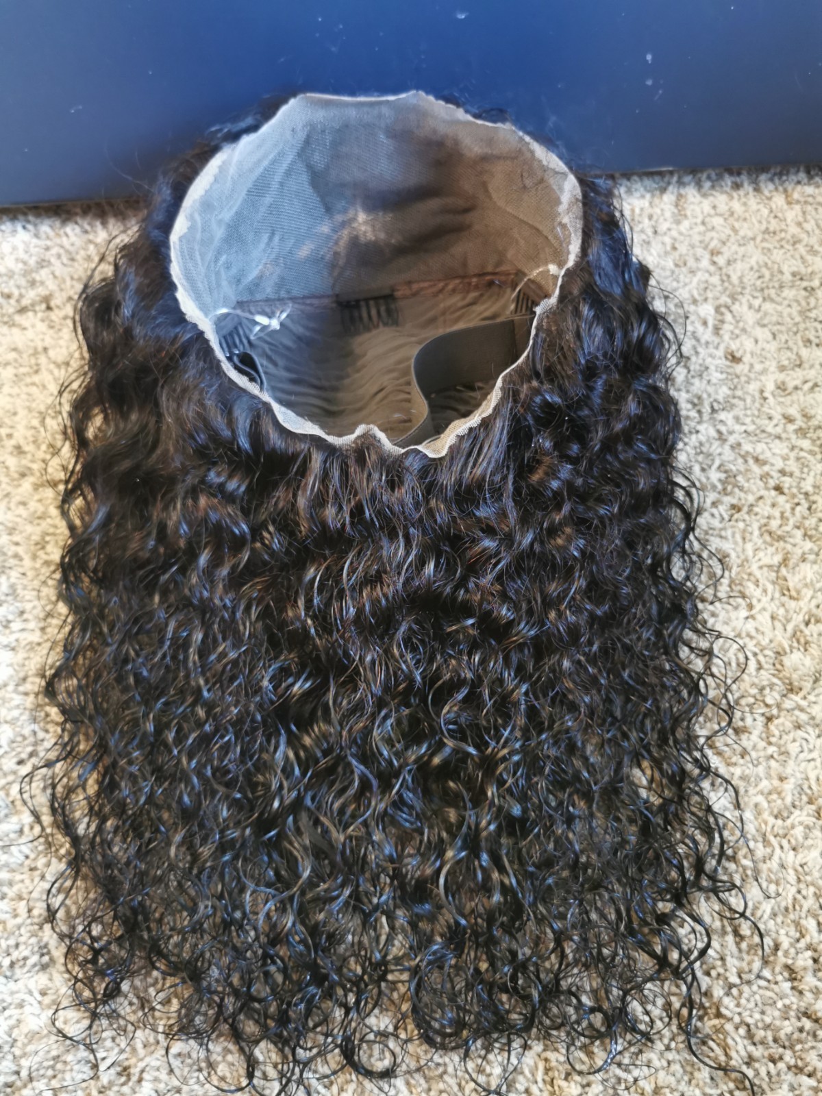 New 16″ Ashimary Human Hair Invisi-Strap Water Wave 360 Lace Frontal Wig 1B