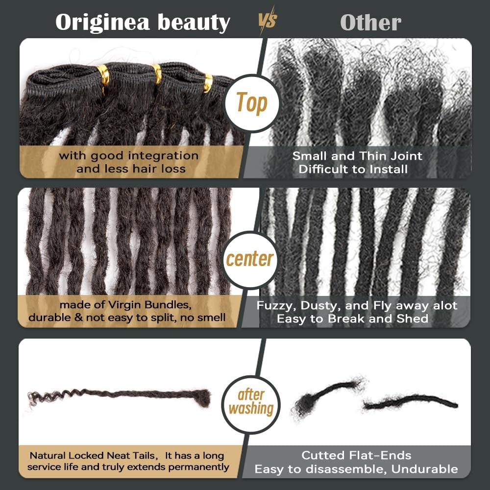 Originea Real Loc Virgin Bundles Dreadlock Extensions Human Hair For Man/Women