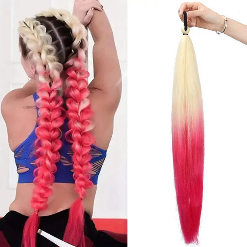 Synthetic Ombre Elastic Band Ponytail Hair Extension DIY Twist Braid for Women
