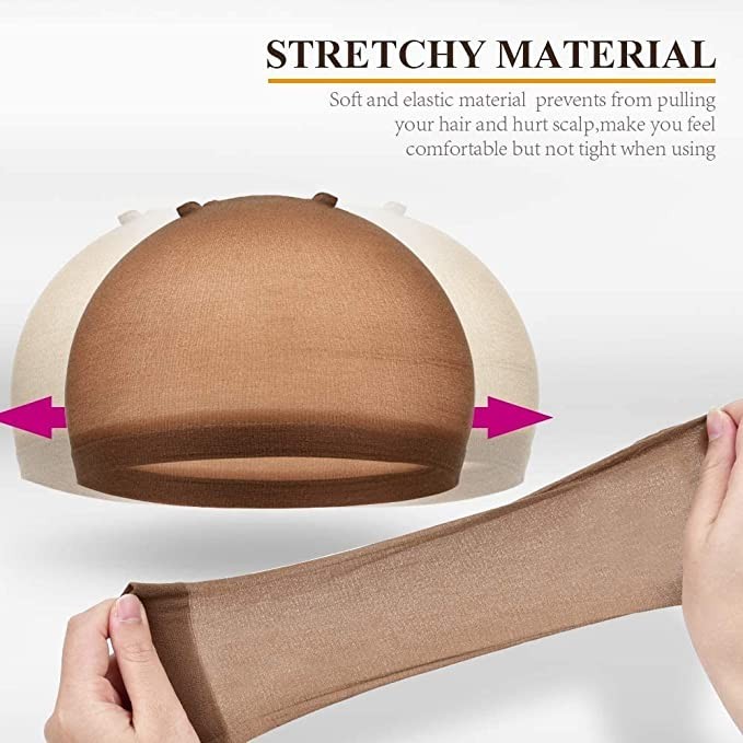 12 PCS Wig Cap Liner Stocking Cap Nylon Stretch Black brown Beige