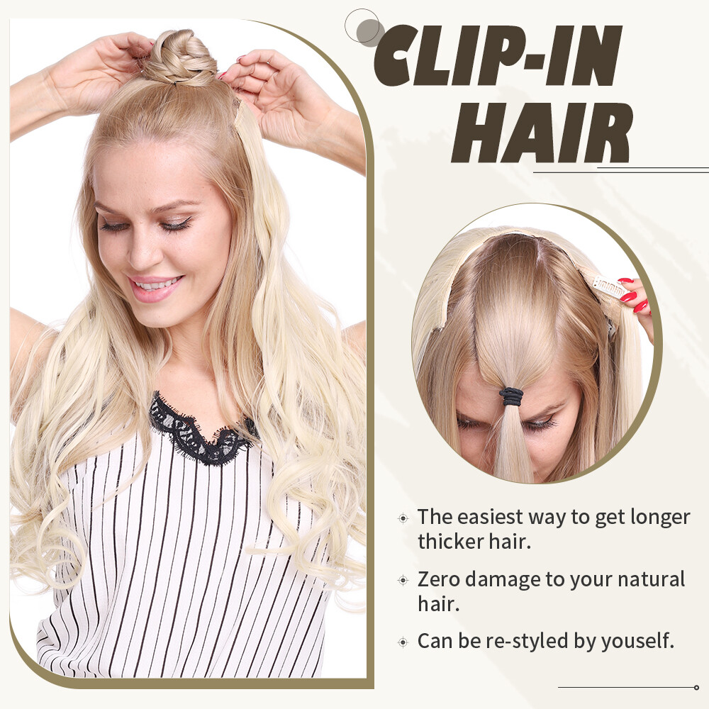 CLEARANCE 1PC Clip In On THICK Hair Extensions 3/4 Full Head AS Human Long Wavy