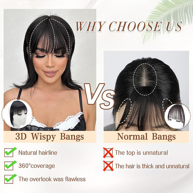 Neat Bangs Clip in on Fringe Hair Extensions Thick Thin As Human Front Hairpiece