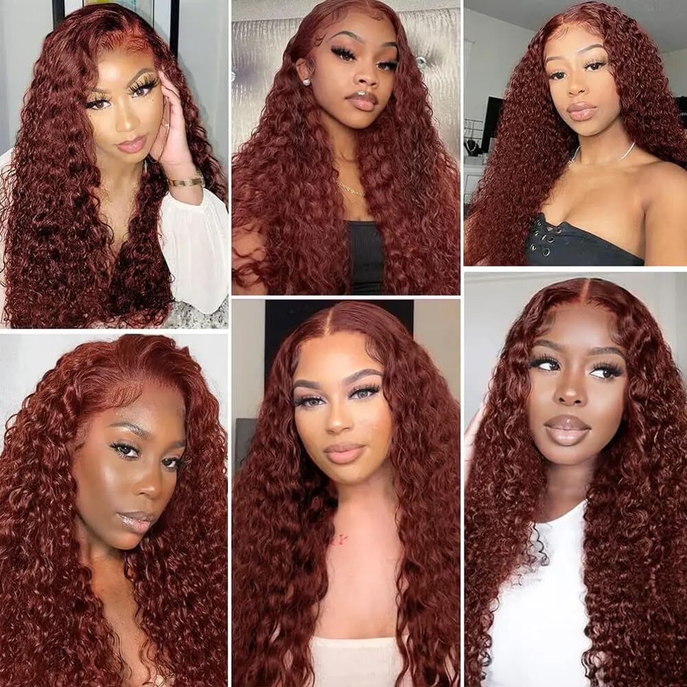 Auburn Deep Wave Bundles Human Hair Color 33 Bundle 18 20 22 Inch Huxowax Brazil