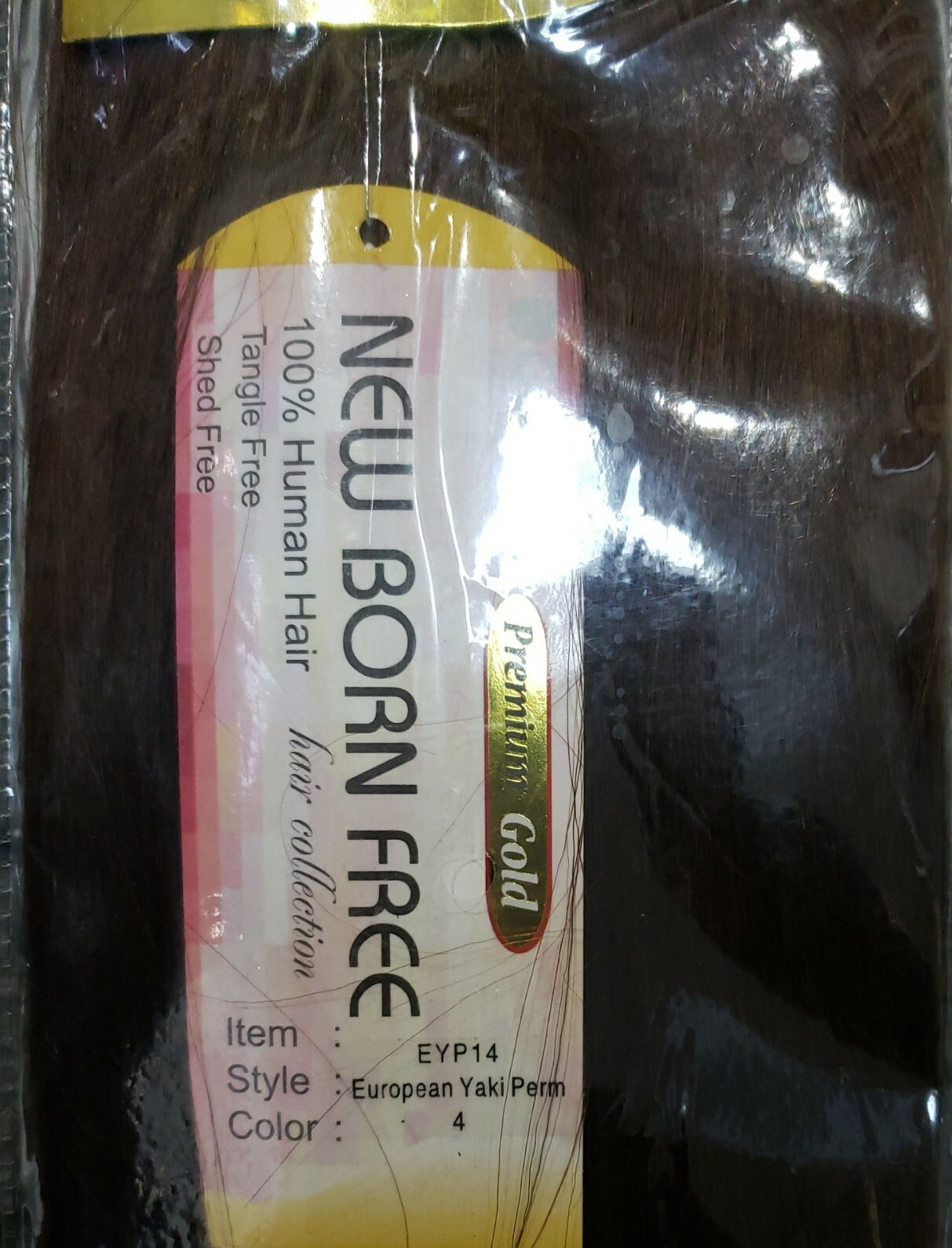 New Born Free Human Hair Combo Yaki Closure & Bang 14″ Color 4 EYP14