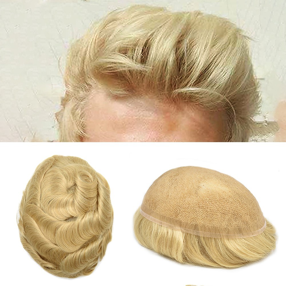 Mens Toupee Hair System Full French Lace Hairpiece Wig for Men Hair Replacements