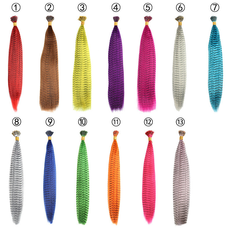 Wig Colorful Feather High-Temperature Fiber Feather Stripe Hair
