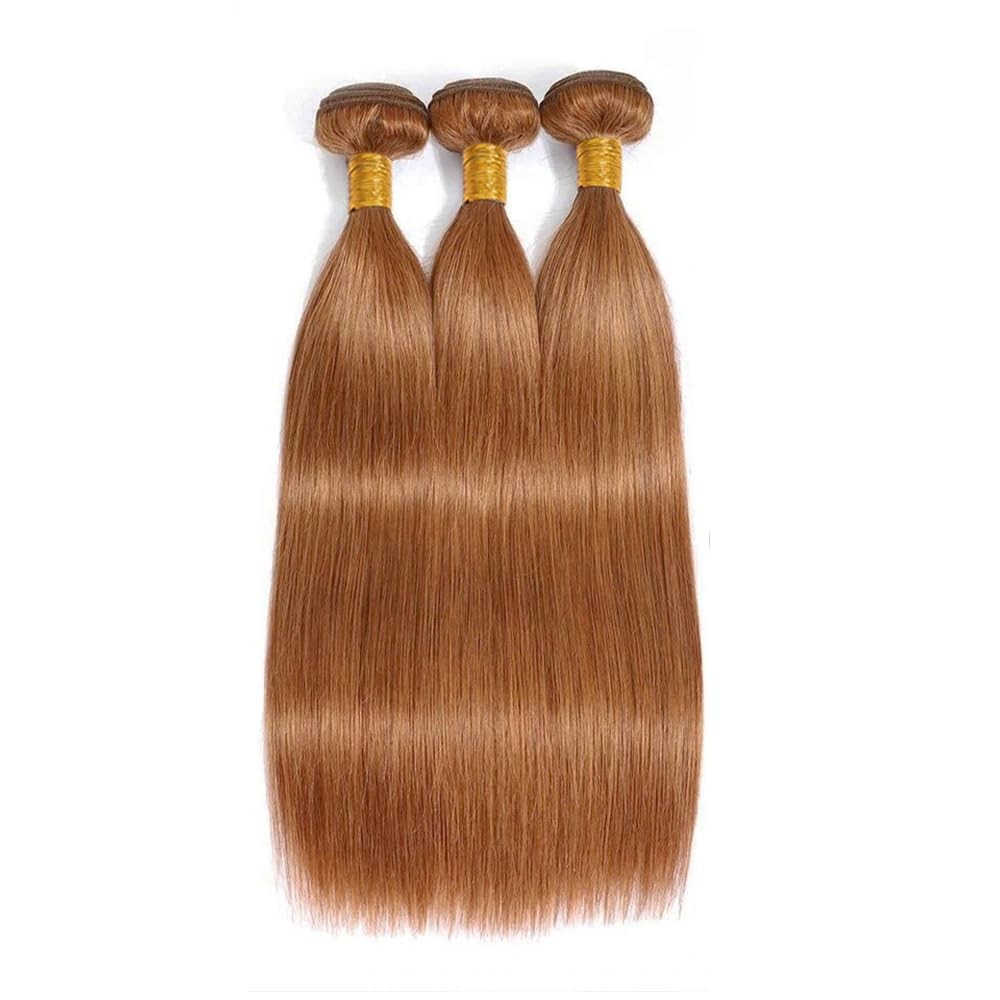 Xddnamei Brazilian Virgin Human Hair Bundles Color 30 Light Brown Straight Wave