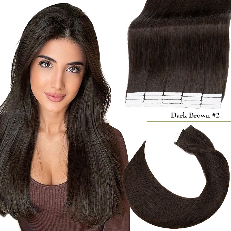 8A Tape in Remy Real Human Hair Extensions Seamless Skin Weft Full End 20pcs 50G