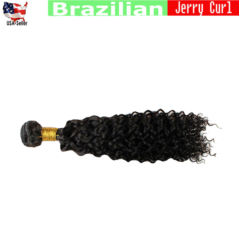 Jerry Curl Black Color #1B Brazilian 100 Virgin Human Hair bundle 10 – 28 In