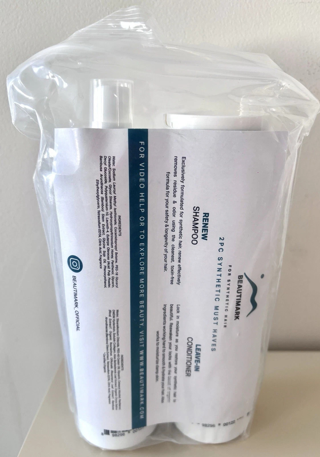 BEAUTIMARK Renew SHAMPOO + CONDITIONER – Wig Toupee Topper SYNTHETIC FIBER HAIR