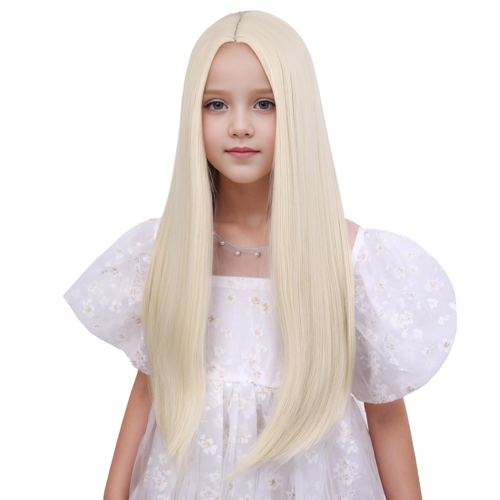 Duduwig Kids Blonde Wig Long Blonde Wigs For Girls Middle Part Light B
