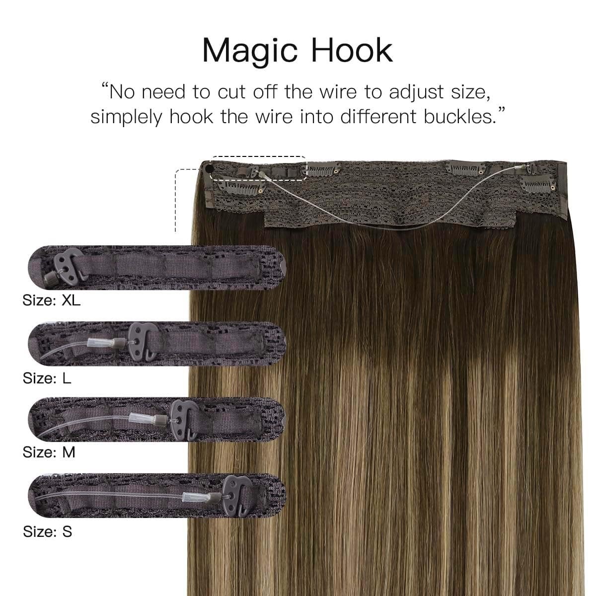 HOTBANANA 16″ Wire Hair Extensions 95g Chocolate Brown Caramel Blonde Real Human