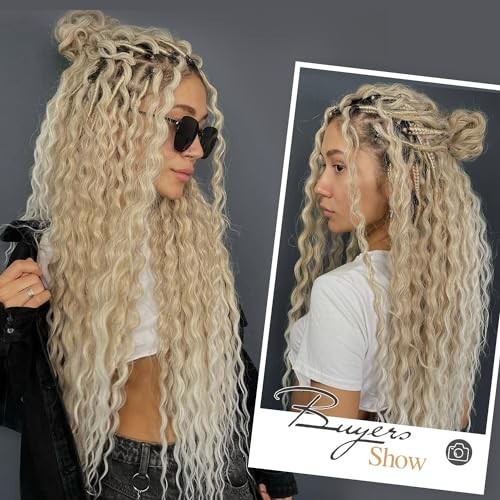 Double Ended Platinum Blonde Curly Dreadlock Extensions – 50 Strands Wavy Croche