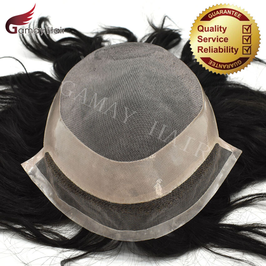 Mens Toupee Fine Mono Welded Mono Lace 100% Human Hairpiece for Men Wig P1-3-5