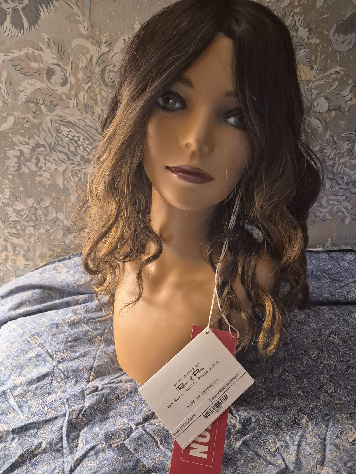 Rene of Paris Hudson 2385 Marble Brown-LR Curly Synthetic Wig Classic Cap New