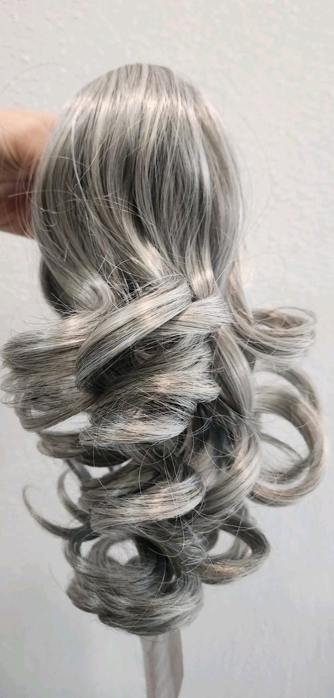 Curly Synthetic Hair PONYTAIL CLAW CLIP Dawn #51 Gray