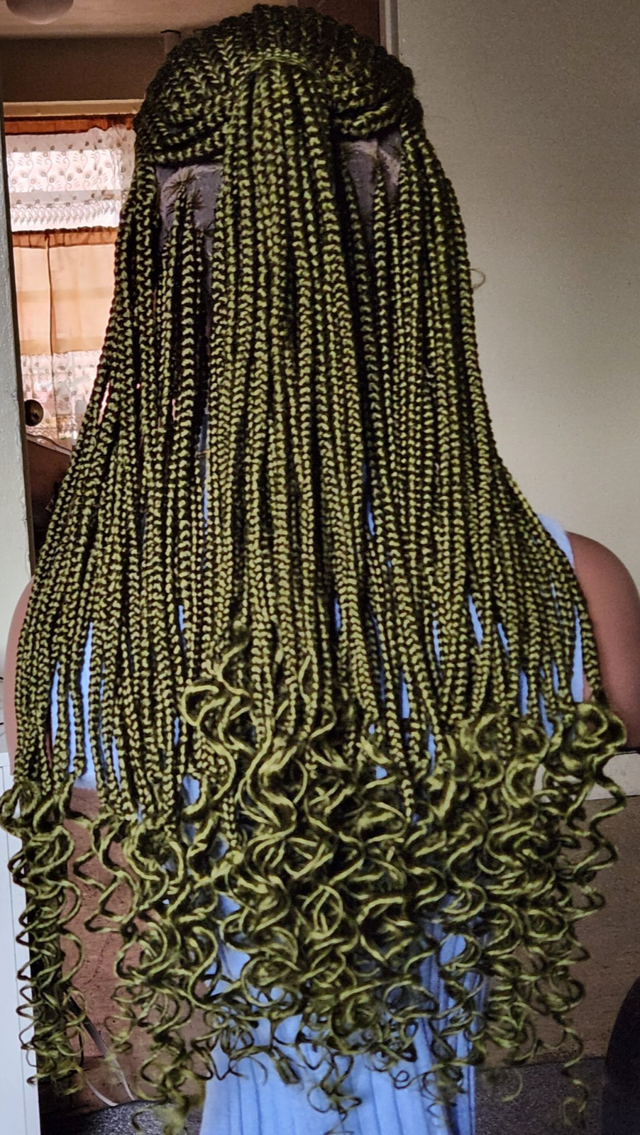 Handmade box Full Lace Cornrow wig Dark green