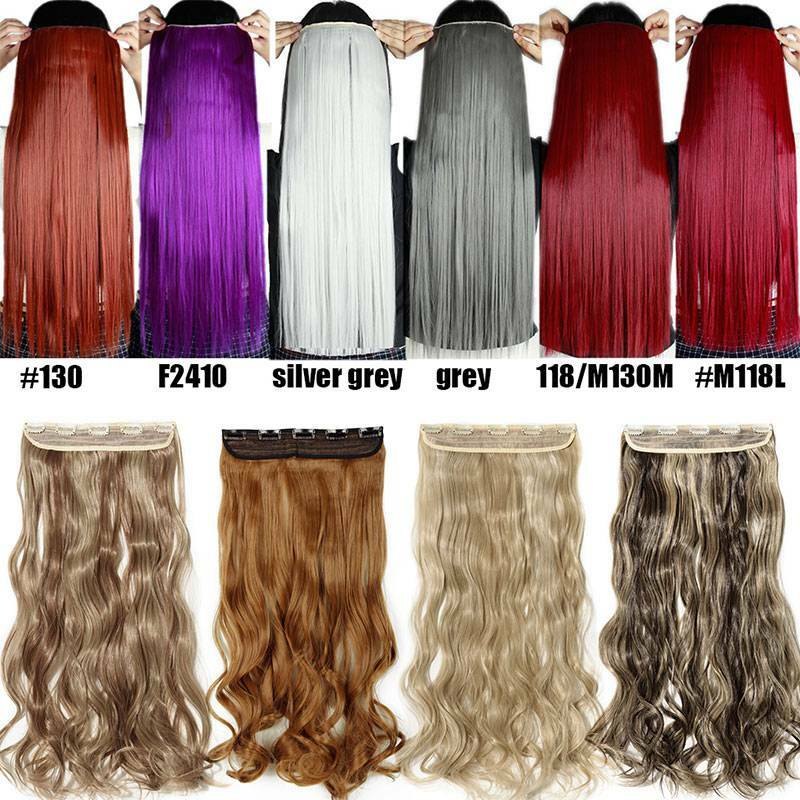 Real Long Curly Clip In One Piece 100% As Human Hair Extension Thick Wavy Remy X