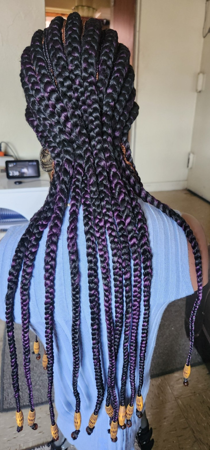 handmade Ghana banana cornrows wig All back down 1B mix dark purple/Dark brown