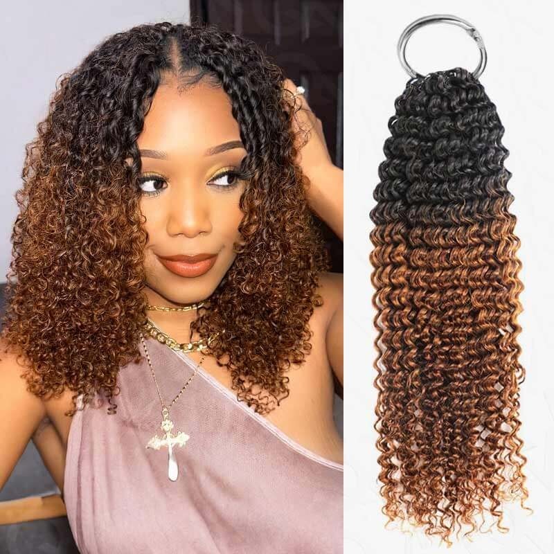 QVR Feather Crochet Hair Remy Burmese T1B/30 14in 100% Human Hair Extensions