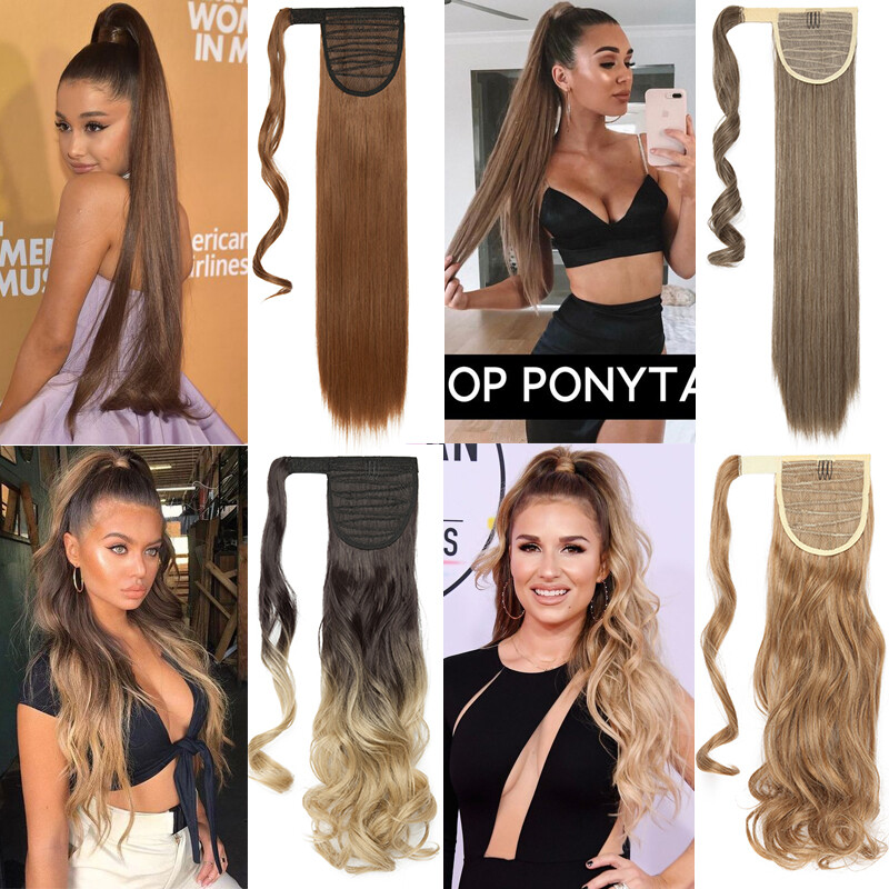 Mega Long Thick Wrap On Ponytail Pony Tailsl As Human Hair Extension Curly Wavy
