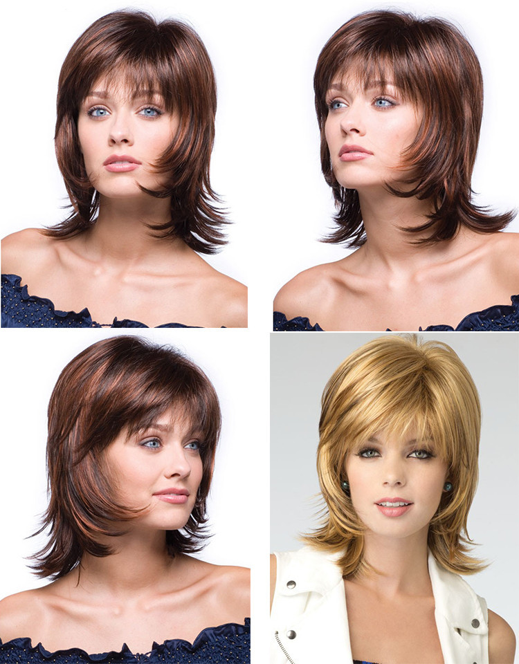 Classic Cap women Synthetic straight Short Golden/Dark Brown wig HengFeng SHL07