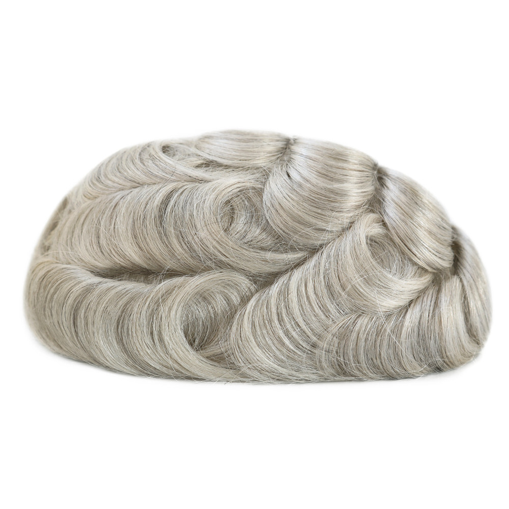 Mens Toupee Invisible 03mm Ultra Thin Skin Human Hair Replacement Hairpiece #580