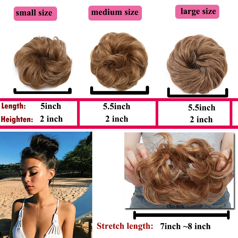 US Curly Messy Bun Hair Piece Scrunchie Updo Thick Hair Extensions Real As Human