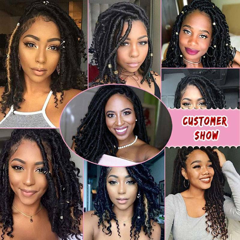 US Purple Goddess Faux Locs Crochet Braids Hair Extensions Curly Ends Dreadlocks