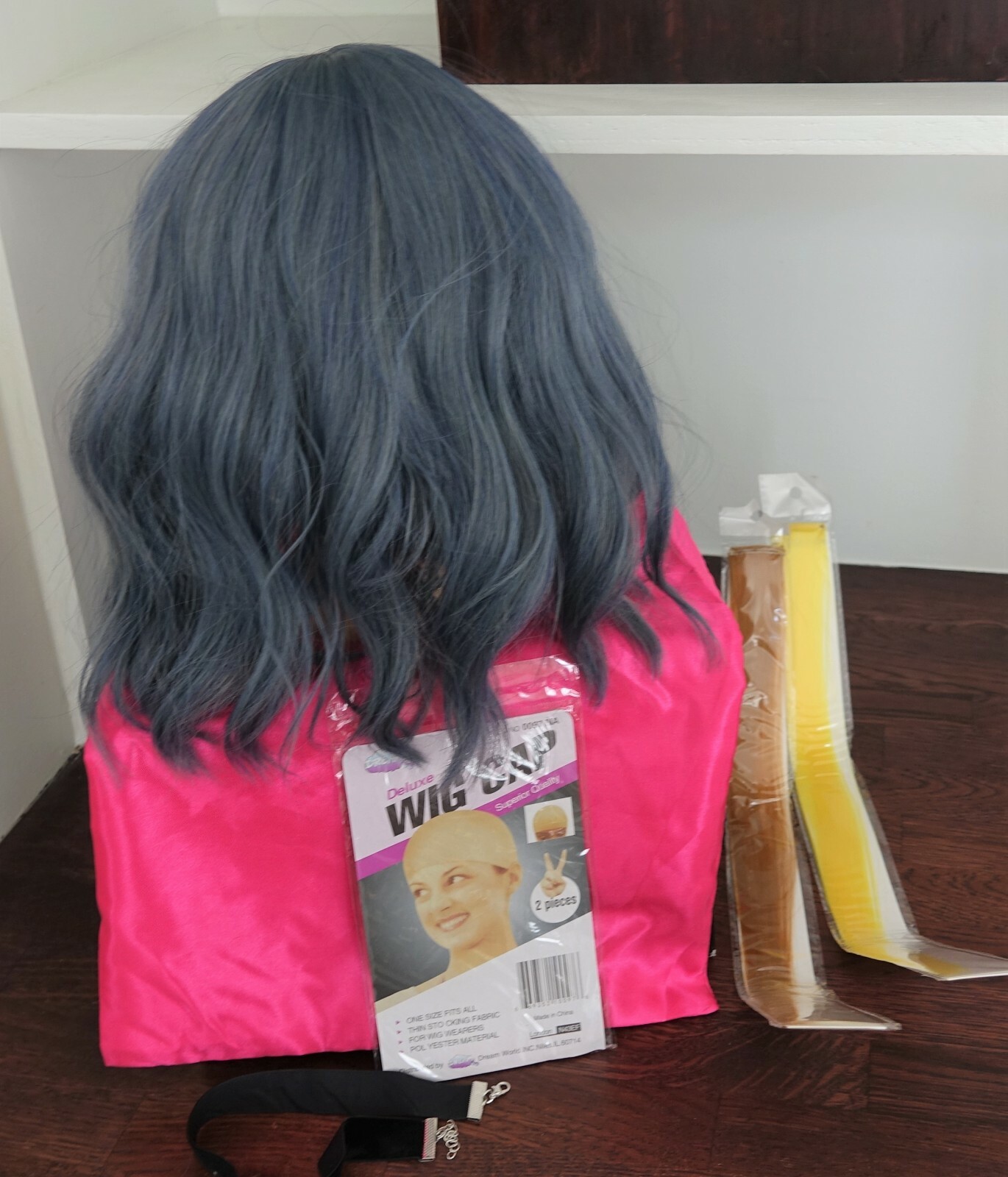 FAELBATY Synthetic Short Bob Blue mix Wavy Wig w bangs Shoulder Length 14″+gifts