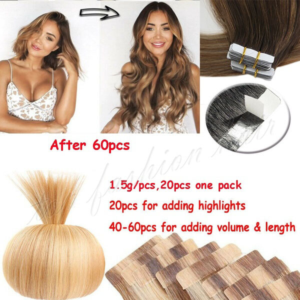 9A Russian Tape In Remy Human Hair Extensions Full Head Skin Weft Straight THICK