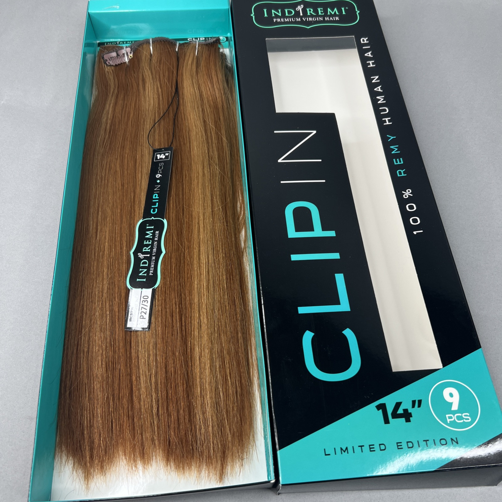 Indi Remi 9 Pc 14” Clip-in #27/30 Honey Blonde & Brown Straight Virgin Remi Hair