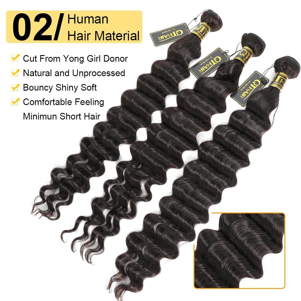 Qthair 18A Brazilian Virgin Hair Loose Deep Wave Human Hair Bundles 100